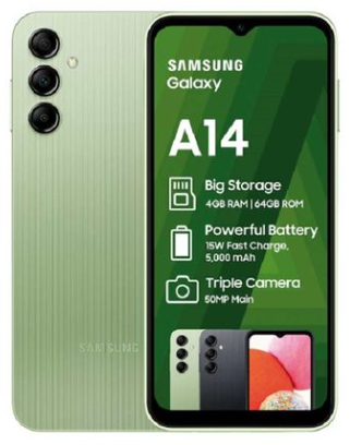 Samsung Galaxy A14 64GB LTE Dual Sim - Light Green